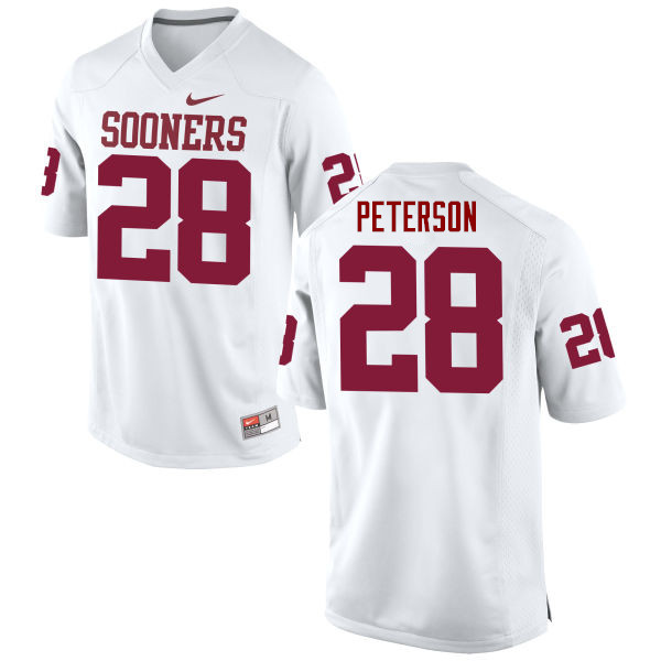 Men Oklahoma Sooners #28 Adrian Peterson College Football Jerseys Game-White